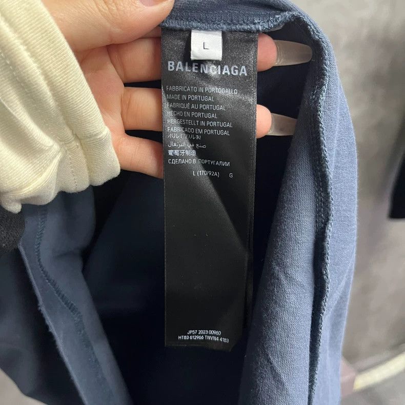Balenciaga Balenciaga latest washed blue/black letter printed casual r Size US L / EU 52-54 / 3 - 4 Thumbnail