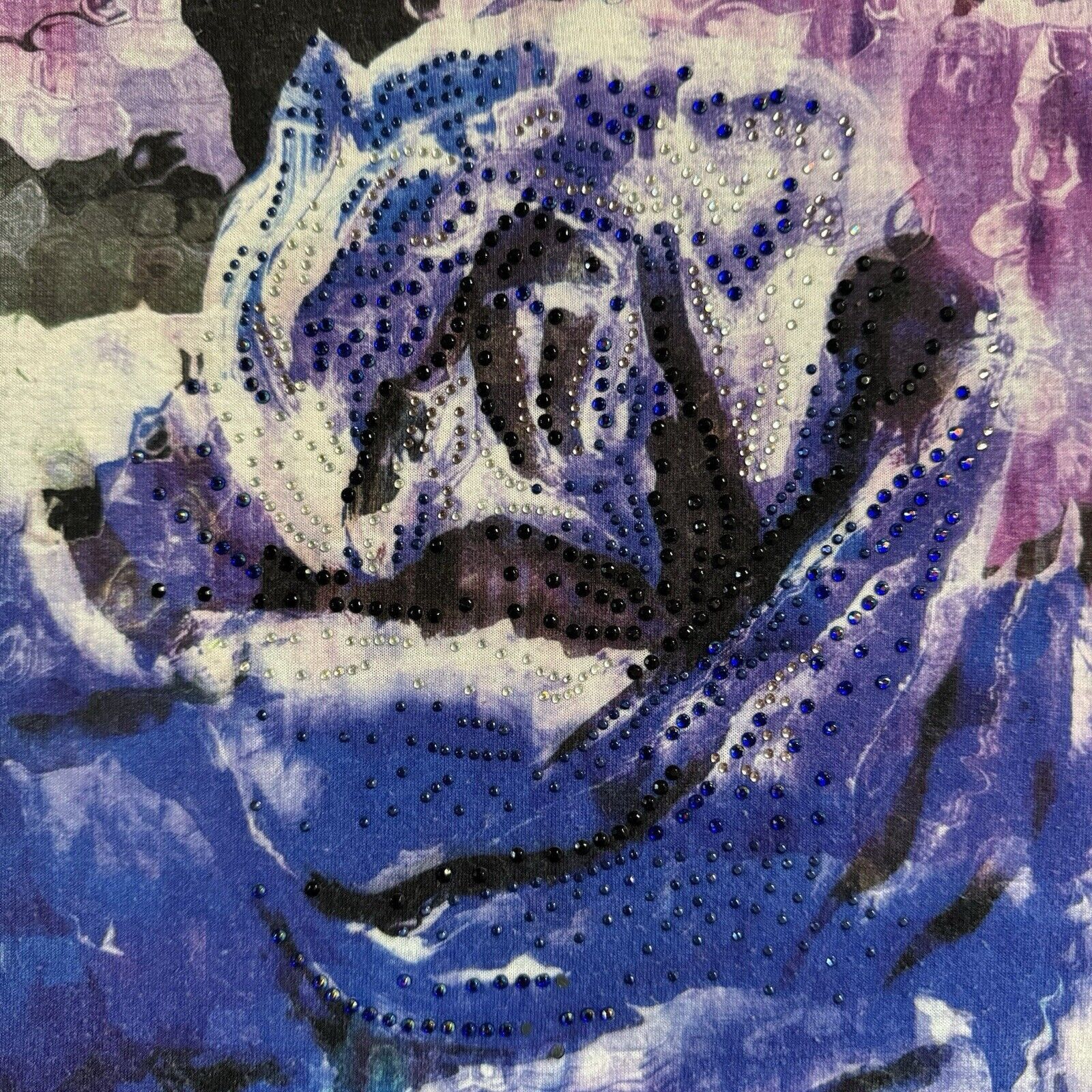 Other 90s Y2K Womens Top 1X Plus Abstract Floral Rhinestones Size XL / US 12-14 / IT 48-50 - 5 Thumbnail