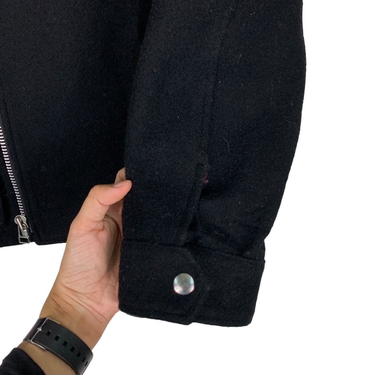 Japanese Brand Black Wool Double Collar Asymmetrical Jacket #0683-C31 Size US M / EU 48-50 / 2 - 11 Thumbnail