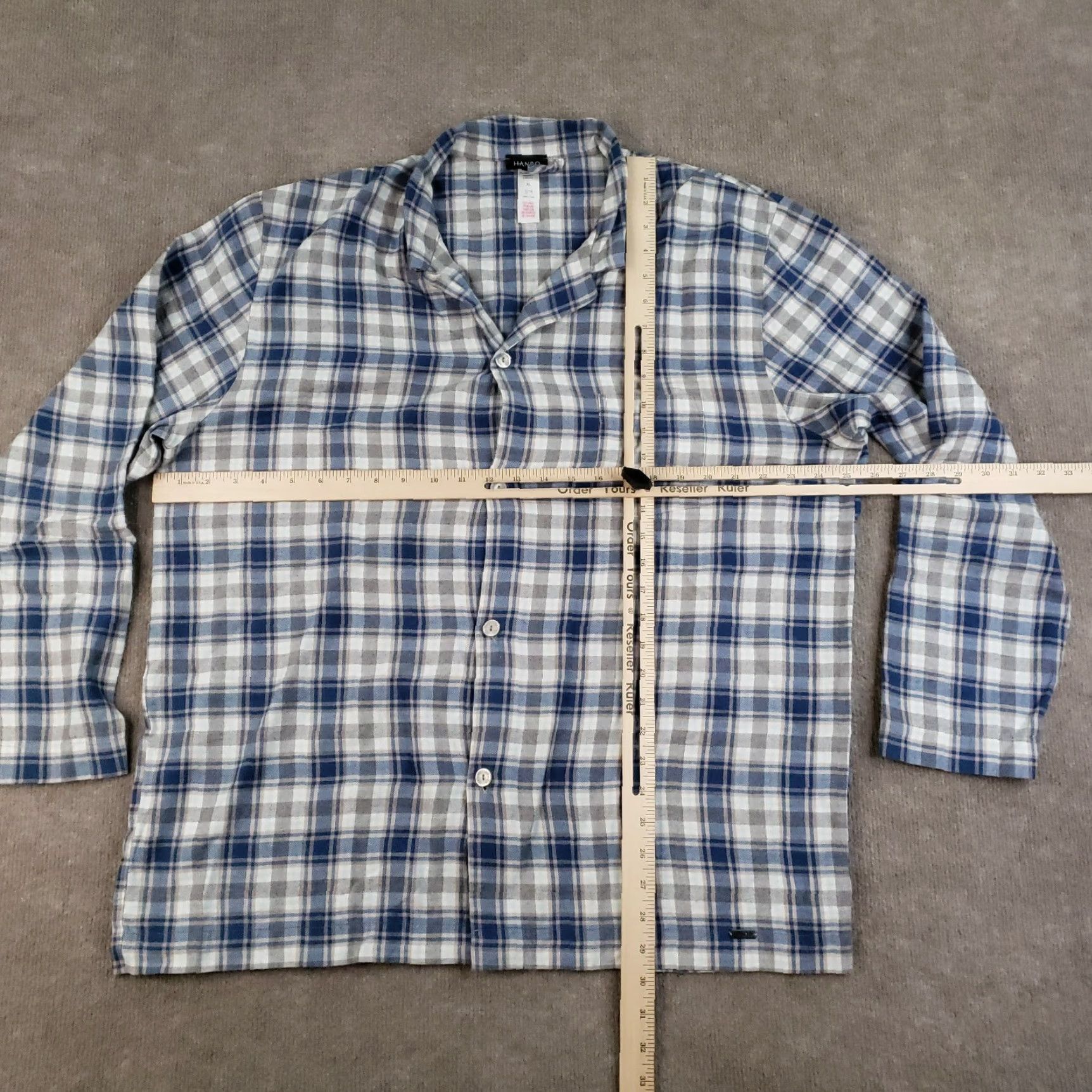 Hanro Hanro Plaid Pajama Shirt Womens XL Long Sleeve Button Up Casual Top Blue Gray Size XL / US 12-14 / IT 48-50 - 2 Thumbnail