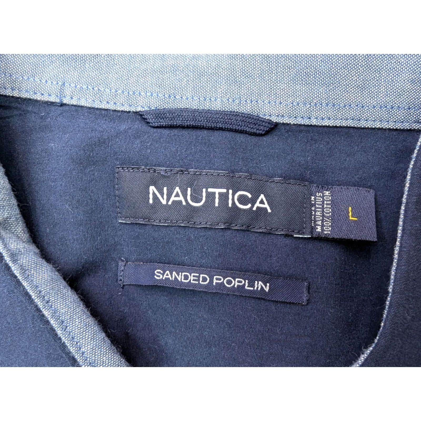 Nautica Nautica Dress Shirts LOT x 2 Sanded Poplin 80s 2-Ply Cotton Button LRG Men Size US L / EU 52-54 / 3 - 3 Thumbnail