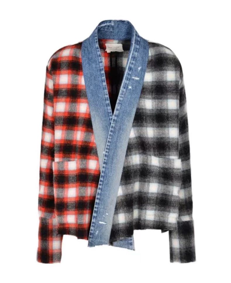 Greg Lauren greg lauren Wool plaid denim patchwork robe 2506-Nextarrow Size US XS / EU 42 / 0 - 5 Thumbnail