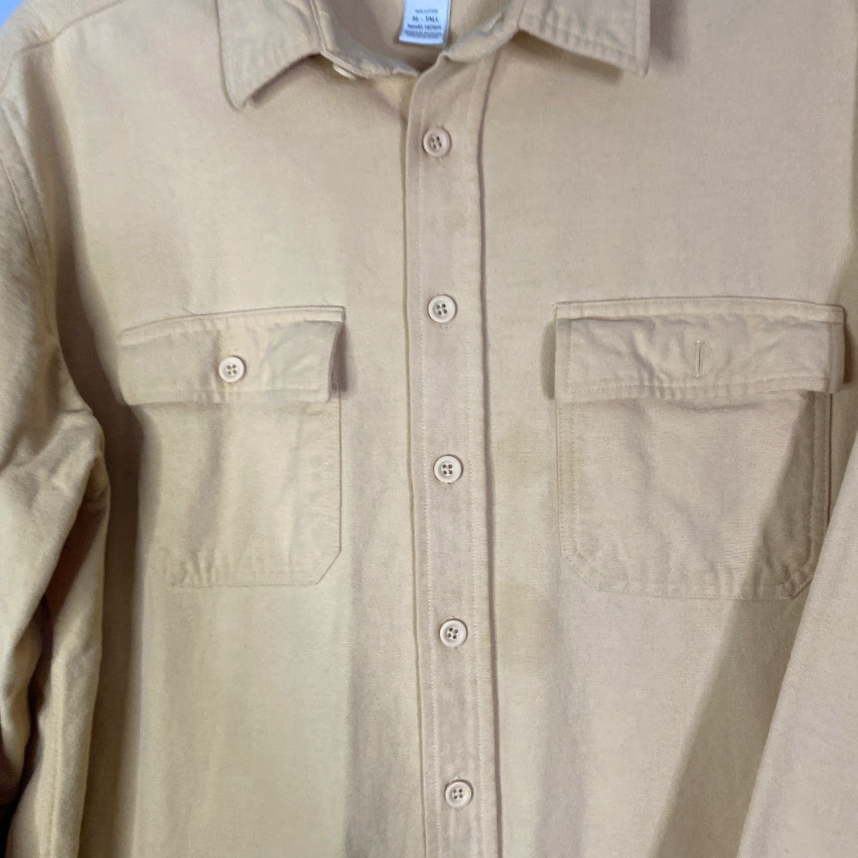 Vintage VTG LL Bean Chamois Shirt Mens XLT Regular Fit Flannel Outdoor 90s Yellow Cotton Button-Up Pockets Heavyweight Casual Workwear Vintage Size US M / EU 48-50 / 2 - 6 Thumbnail