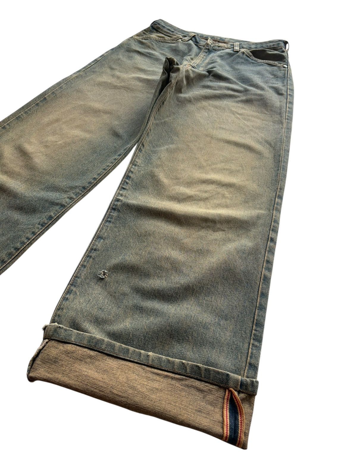 Kapital VINTAGE WRANGLER SELVEDGE BAGGY RUSTY DISTRESSED DENIM Size US 30 / EU 46 - 6 Thumbnail