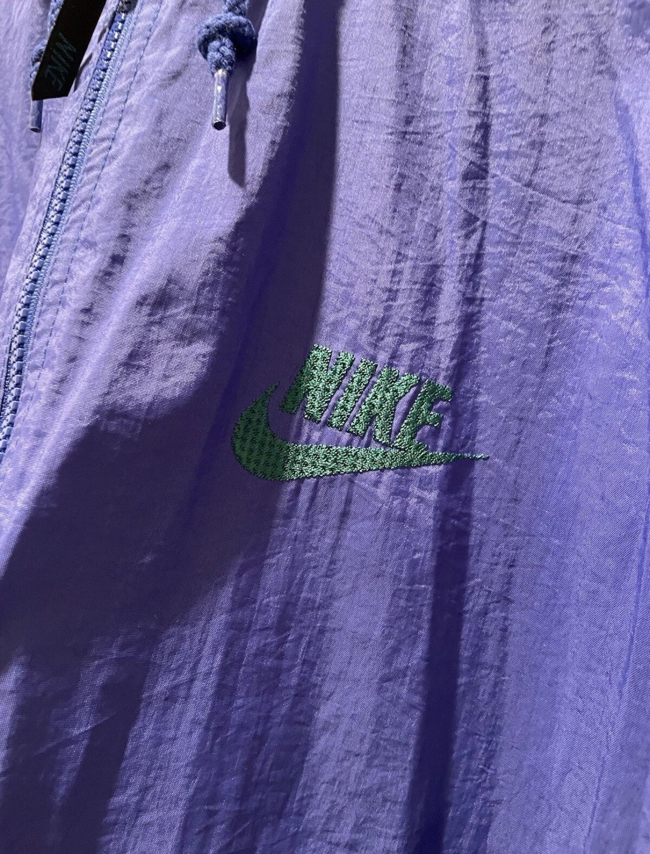 Nike VTG 90s Nike Jacket Size XL Swoosh purple green Hooded Size US XL / EU 56 / 4 - 2 Thumbnail