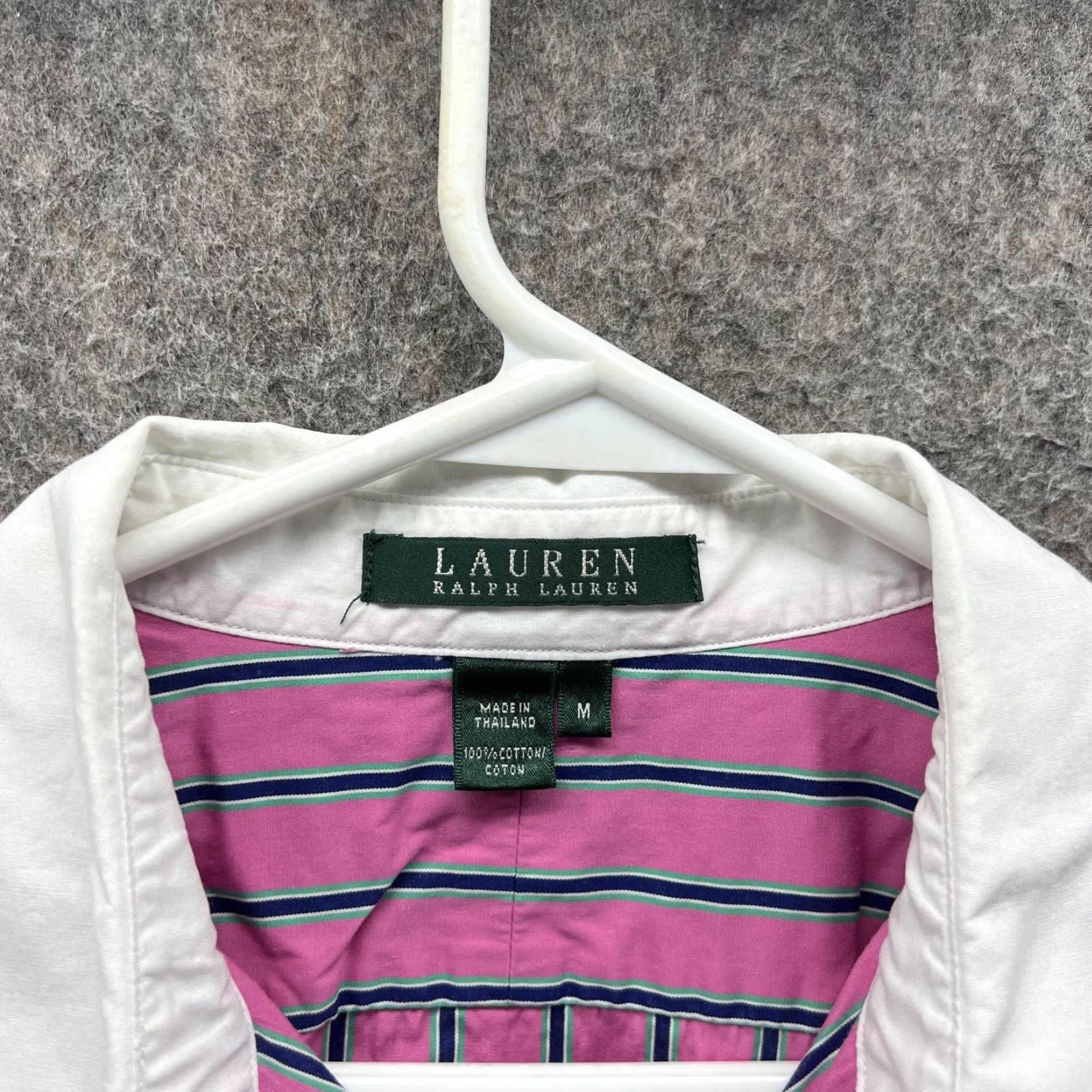 Ralph Lauren Lauren Ralph Lauren Shirt Womens Medium Pink Stripe Button Front 3/4 Sleeve Top Size M / US 6-8 / IT 42-44 - 5 Thumbnail