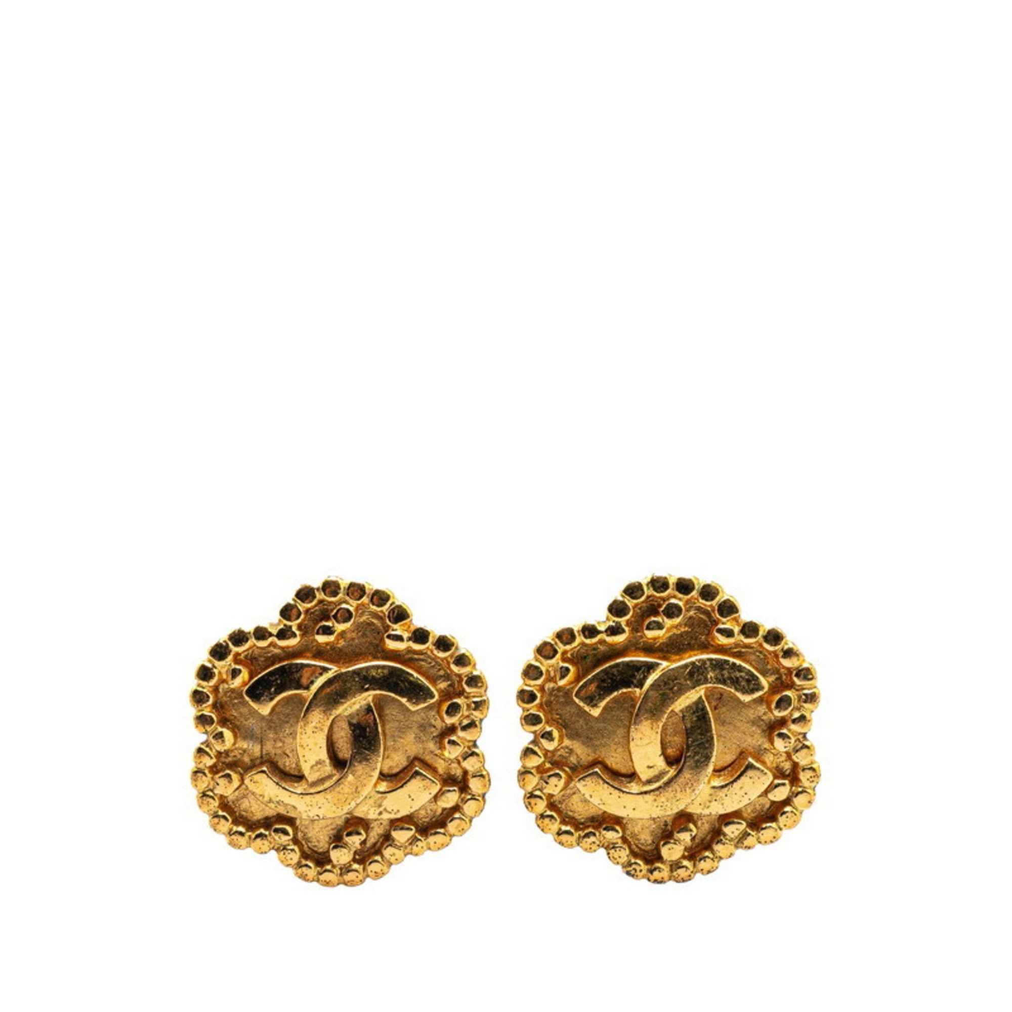 Vintage Chanel Coco Mark Earrings Gold Plated Women's CHANEL
