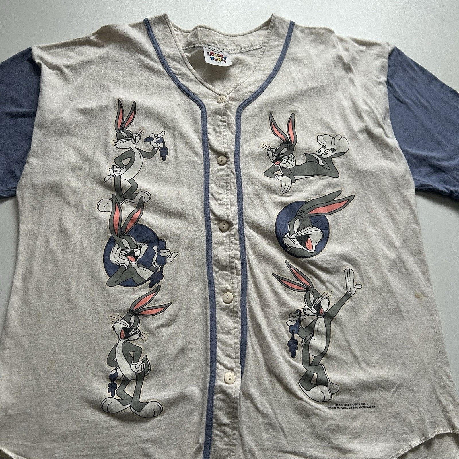 Vintage Vintage 90s Bugs Bunny Warner Bros Baseball Jersey Shirt 2XL Size US XXL / EU 58 / 5 - 2 Thumbnail