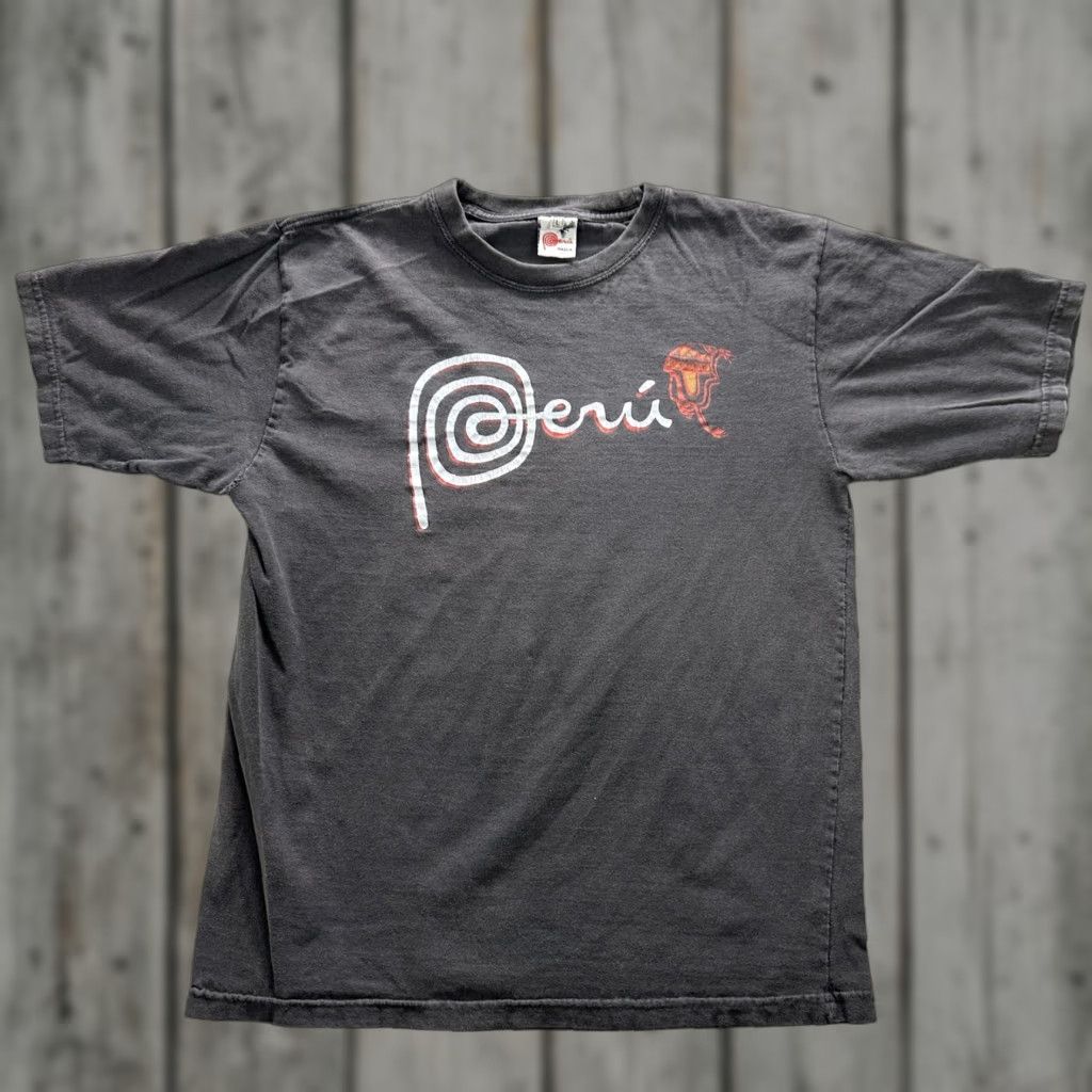 Vintage Peru Nazca Lines Shirt Mens Large Black Graphic Tee Cotton Tourist Souvenir T-Shirt Size US L / EU 52-54 / 3 - 1 Thumbnail