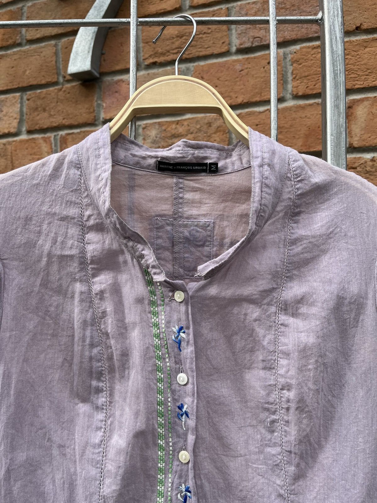 Marithe + Francois Girbaud Marithe Francois GirbaudLight Purple Blouse with Embroidered Size ONE SIZE - 4 Thumbnail