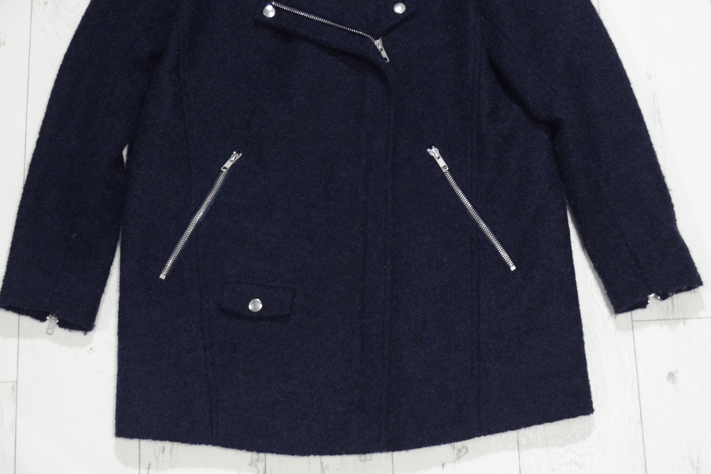 Designer × The Kooples The Kooples Wool Coat Navy Blue Size 38 Full Zip Size XS / US 0-2 / IT 36-38 - 4 Thumbnail