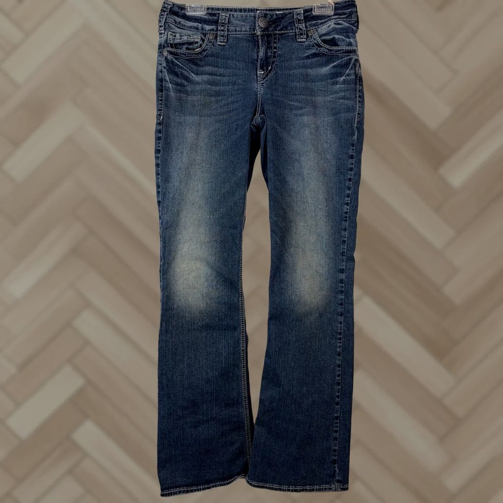 Silver Jeans Co. Silver Jeans Suki Jeans Slim Bootcut Womens Blue 30 x 33 Denim Cotton Blend Stretch Pockets 5-Pocket Design Slim Fit Size 30" / US 8 / IT 44 - 1 Thumbnail