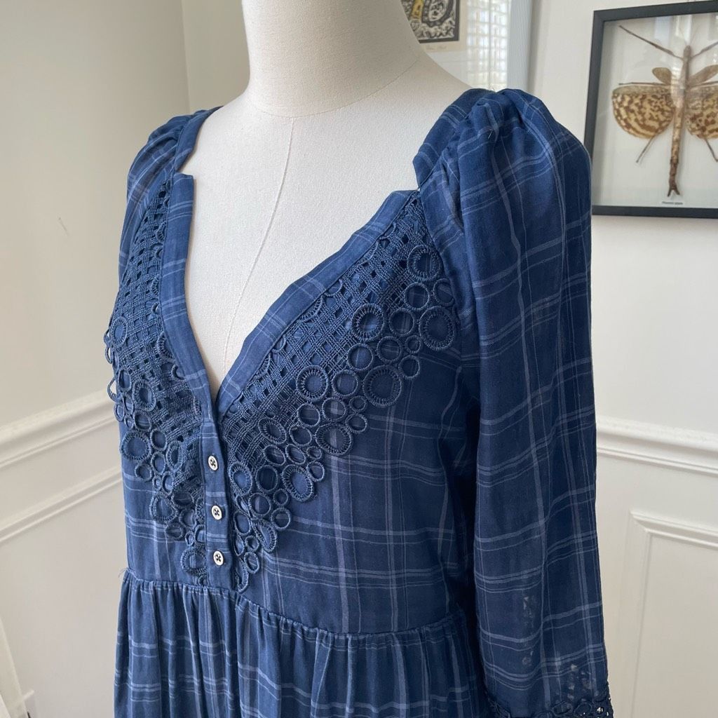 Anthropologie Anthropologie AKEMI + KIN Navy Blue Codie Plaid Handkerchief Size M / US 6-8 / IT 42-44 - 5 Thumbnail