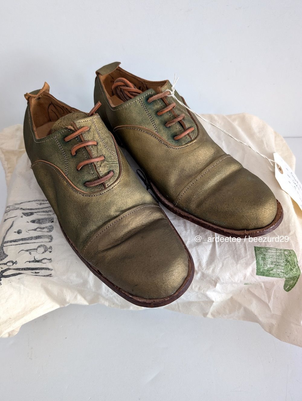 Paul Harnden Shoemakers *NEW* GOLD 2 LEATHER LACED OXFORDS 4L Size US 6.5 / IT 36.5 - 3 Thumbnail