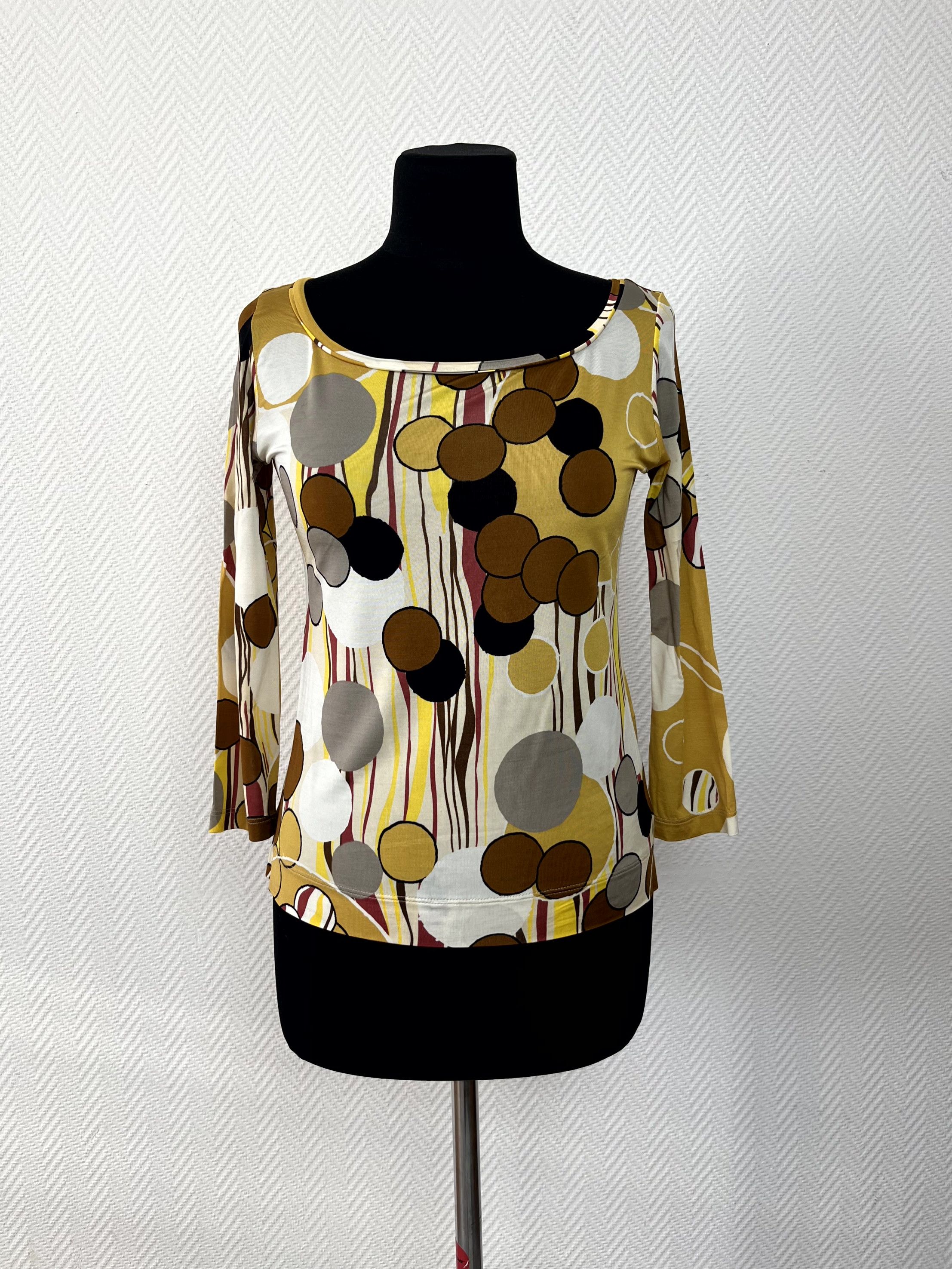 Max Mara MaxMara Abstract Polka Dot Yellow Top Blouse Size M Size M / US 6-8 / IT 42-44 - 10 Thumbnail