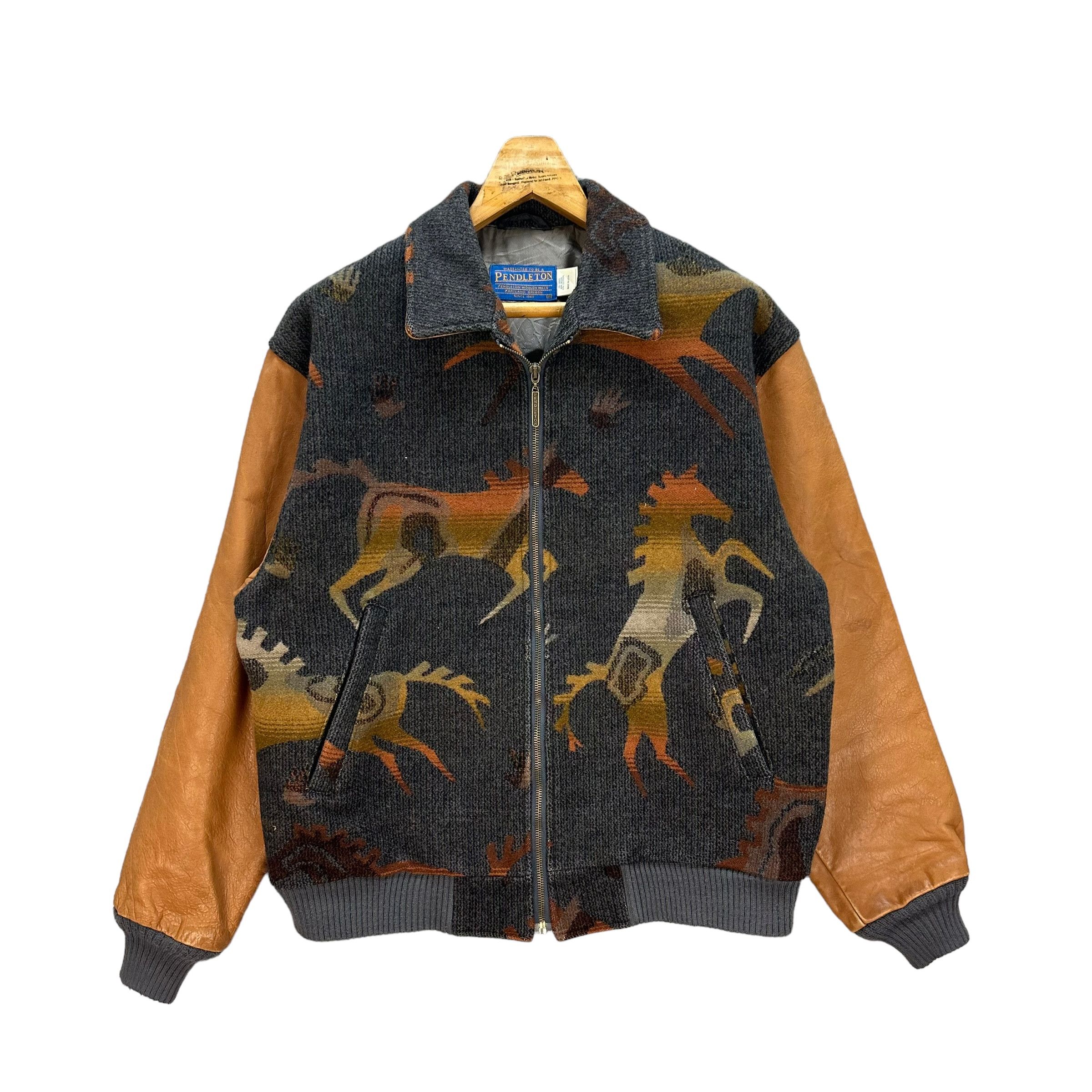 Pendleton VINTAGE PENDLETON MADE IN USA WOOL LEATHER JACKET #8915 Size US M / EU 48-50 / 2 - 1 Thumbnail