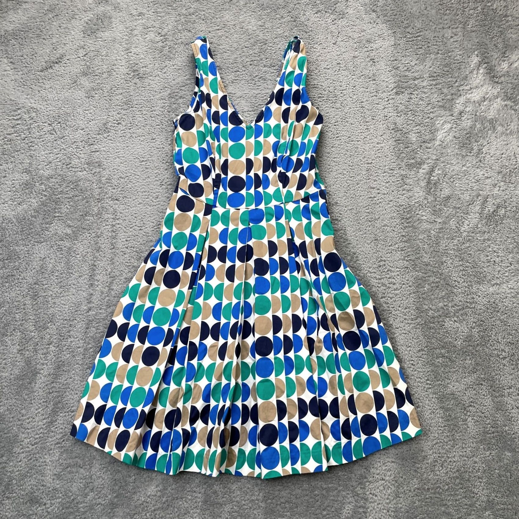 Banana Republic Banana Republic Dress Womens 0 Fit & Flare Polka Dot Pleated Zip V-Neck Sleeveless White Cotton Spandex Size XS / US 0-2 / IT 36-38 - 2 Thumbnail