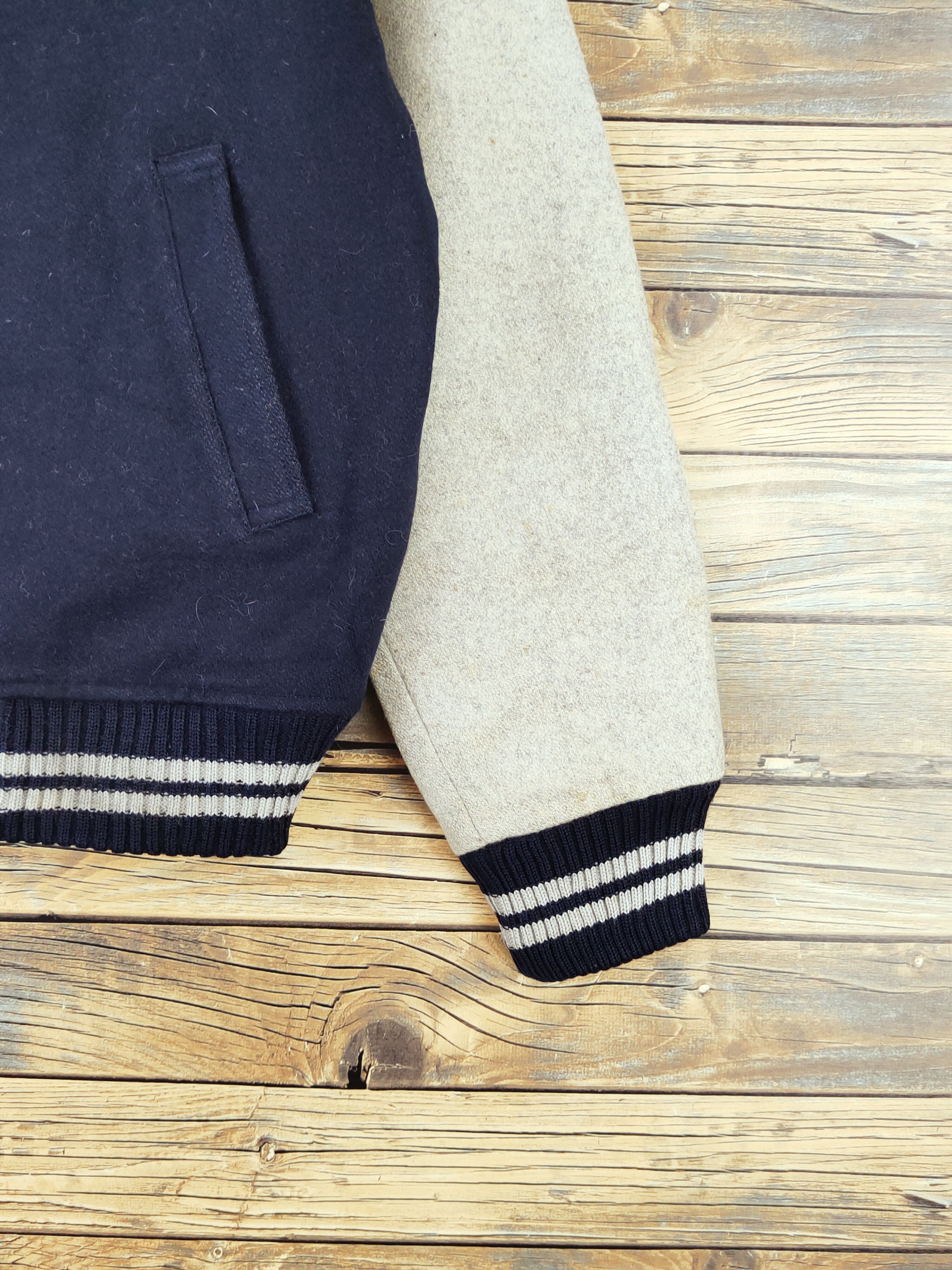 GQ × Vintage GQ Navy Gray Varsity Jackets #W985 Size US S / EU 44-46 / 1 - 6 Thumbnail