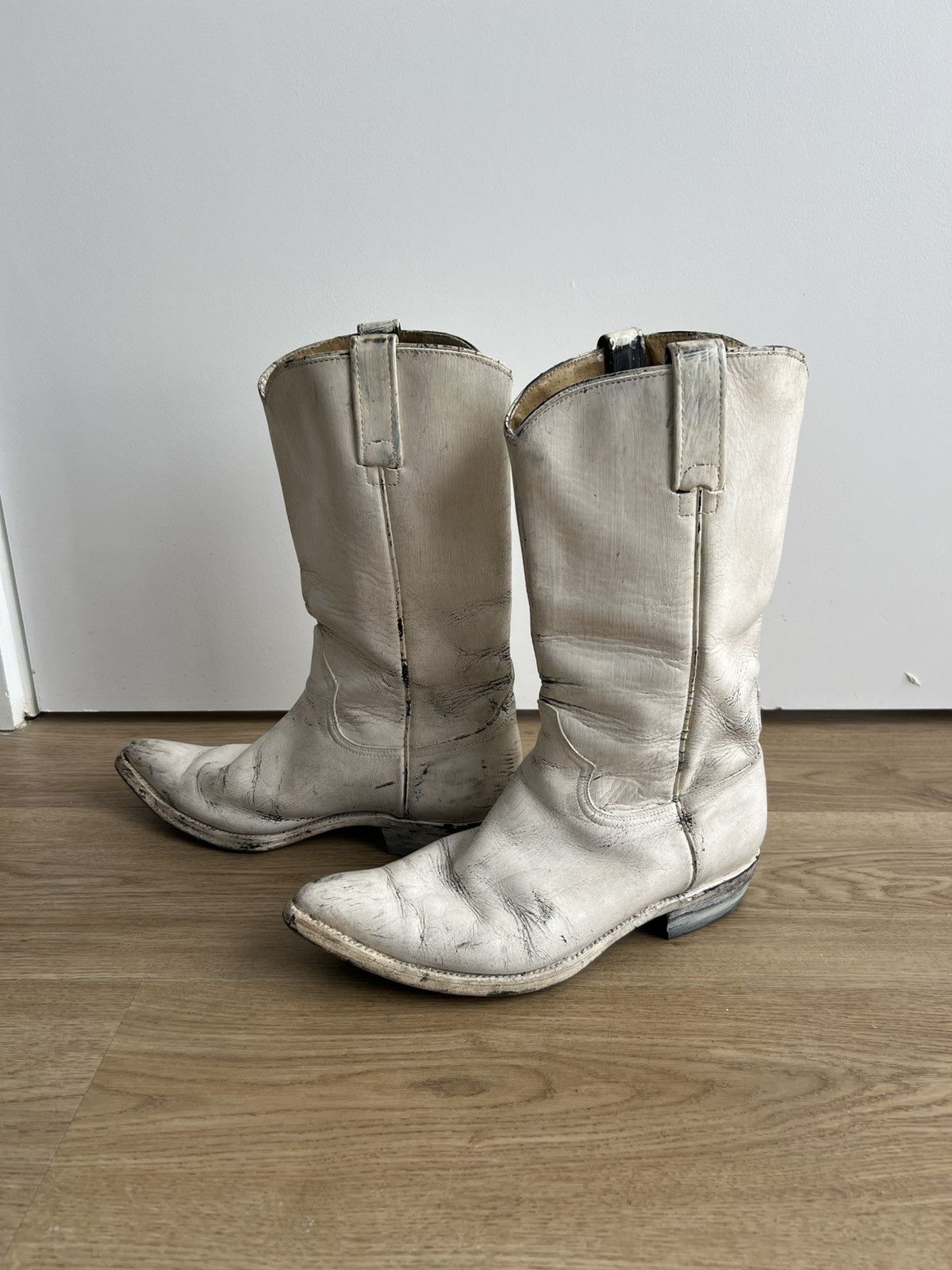 Maison Margiela SS00 White Painted Cowboy Boots Size US 9 / EU 42 - 3 Thumbnail