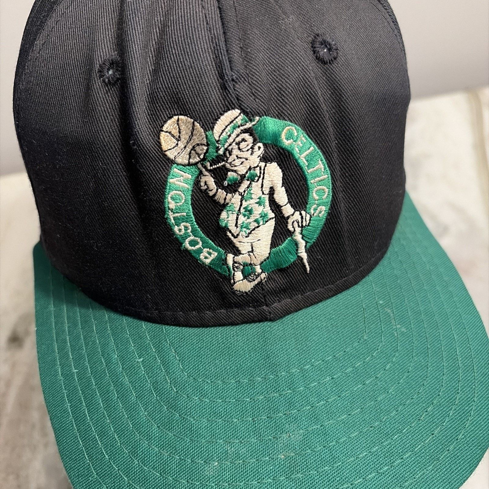 Vintage Vtg 90s AJD Boston Celtics Black Green Retro Snapback Hat Size ONE SIZE - 2 Thumbnail
