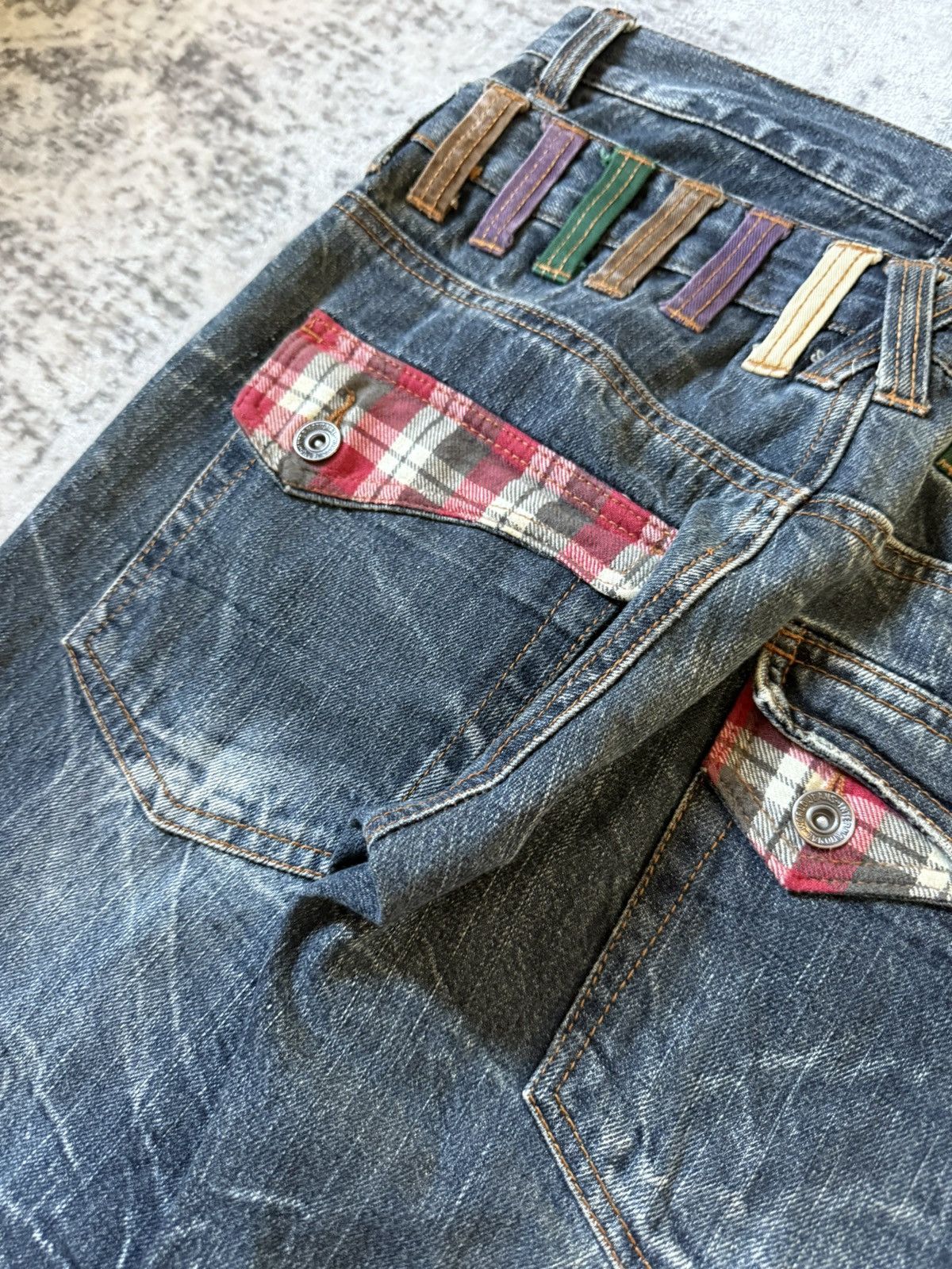Japanese Brand Nylaus Japan Claw Mark Studded Double Waist Jeans Size US 30 / EU 46 - 15 Thumbnail