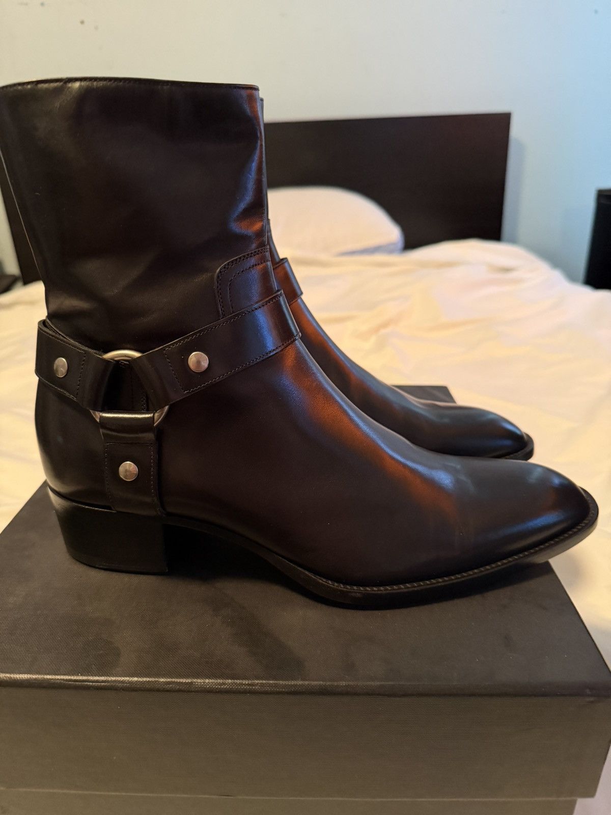 Saint Laurent Paris Brand New FW13 Black Leather Harness Boot Size US 10 / EU 43 - 4 Thumbnail