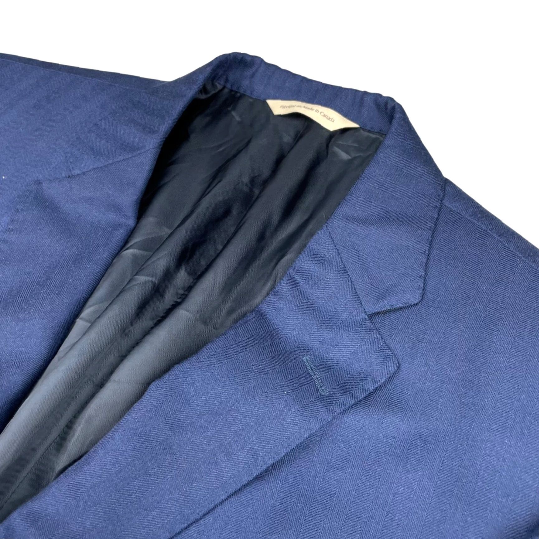 Vintage Samuelsohn Blazer Men 44L Blue Stripe Cashmere Silk 2-Button Notch Lapel Long Coat Jacket Size 44R - 2 Thumbnail