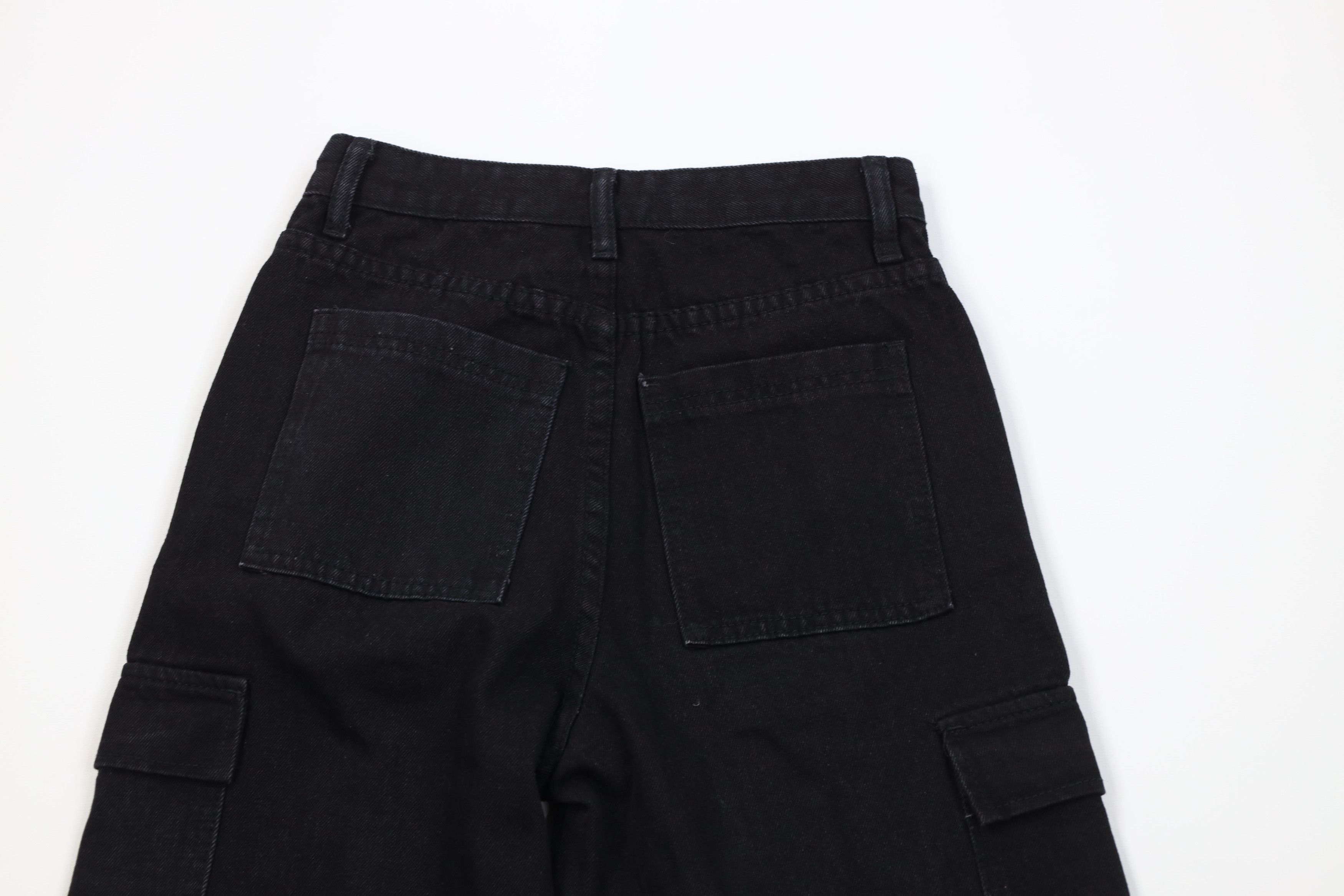 Vintage Vintage 90s Y2K Streetwear Wide Leg Cargo Jeans Black Size 26" / US 2 / IT 38 - 10 Thumbnail
