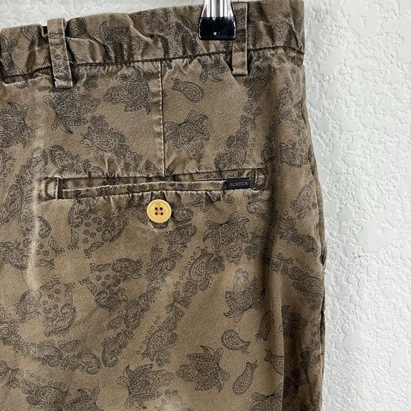 Scotch & Soda Scotch & Soda Brown Paisley Floral Diamond Flat Front Patter Size US 29 - 5 Thumbnail