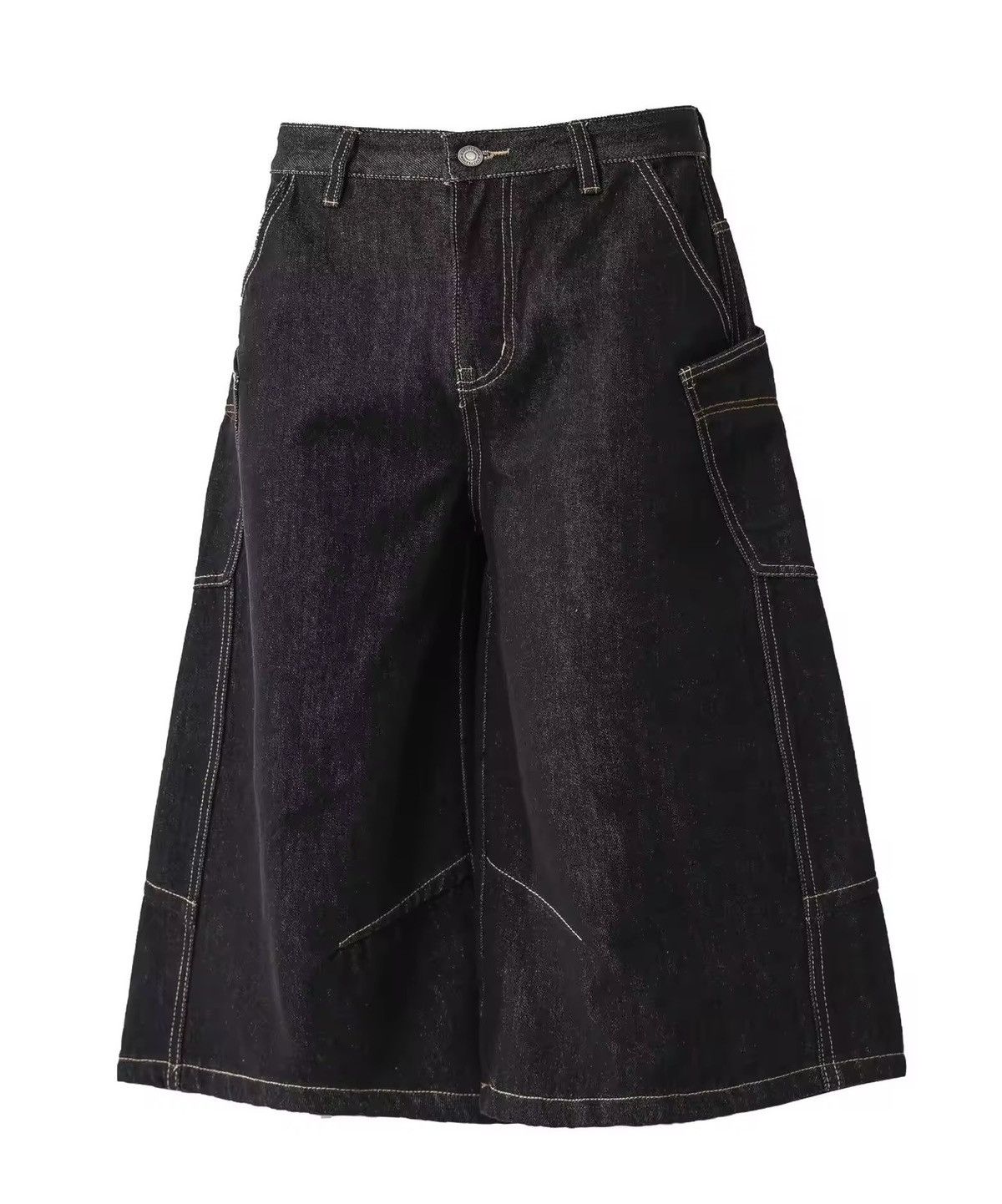 Jean Wide Long Black Denim Shorts / Jorts Size US 33 - 4 Thumbnail