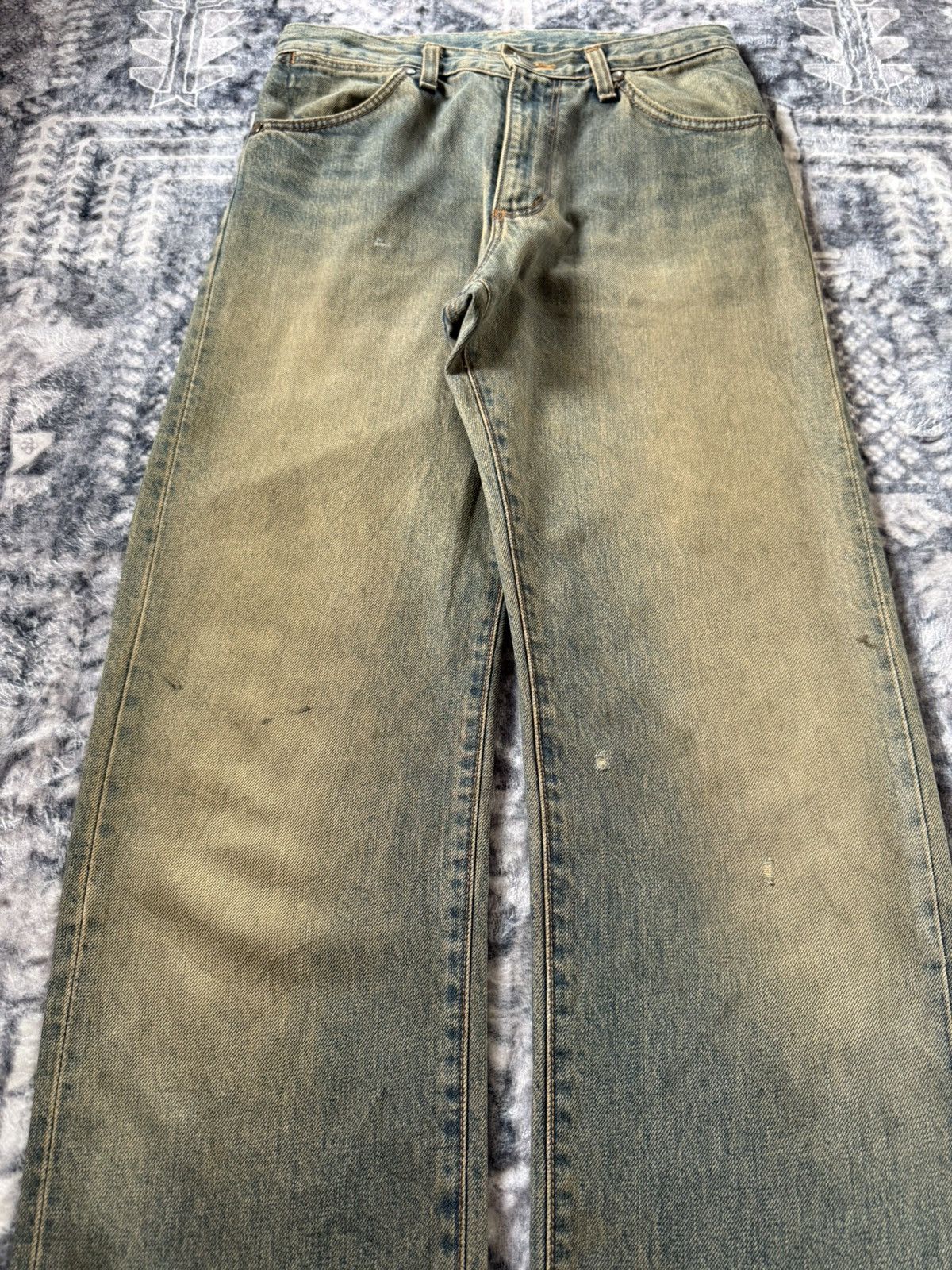 Japanese Brand Vintage Wrangler Earthy Mud Wash Selvedge Straight Jeans Size US 28 / EU 44 - 7 Thumbnail