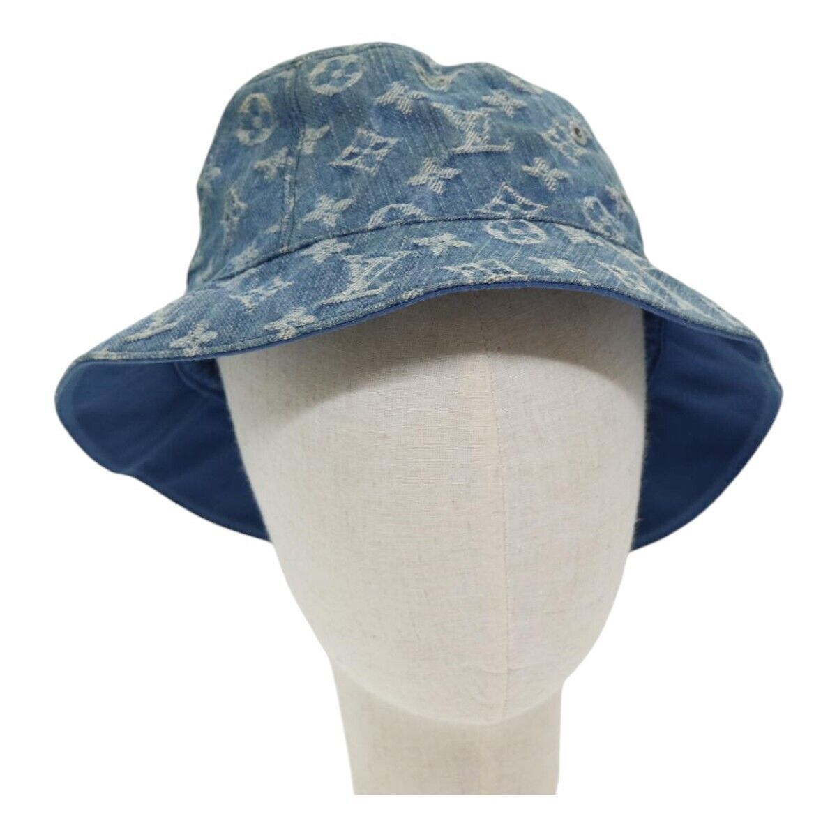 LOUIS VUITTON Monogram Hat Cotton Denim Blue