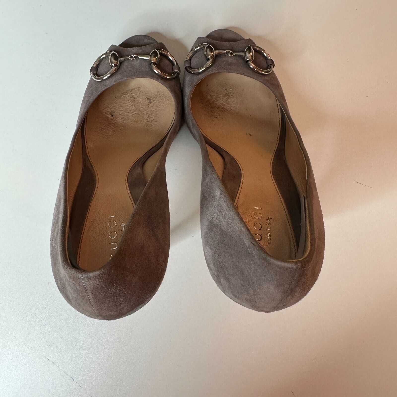 Gucci Gucci Kid Scamosciato Gray Suede Open Toe Stiletto 38 Size US 7.5 / IT 37.5 - 8 Thumbnail