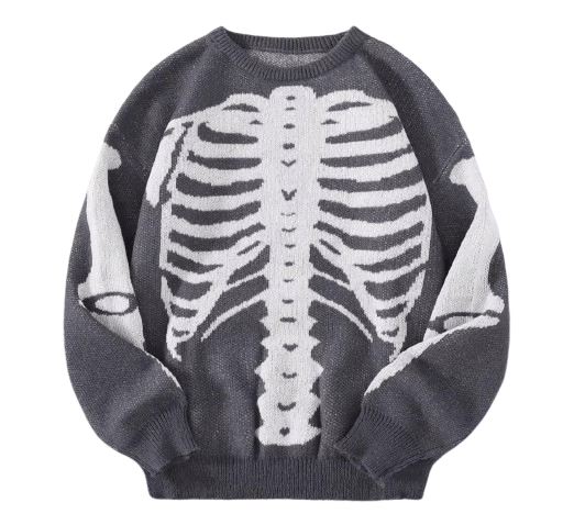 Japanese Brand Streetwear Bone Skeleton Sweater Jacquard Knitted Sweatshirt Size US XXL / EU 58 / 5 - 1 Thumbnail
