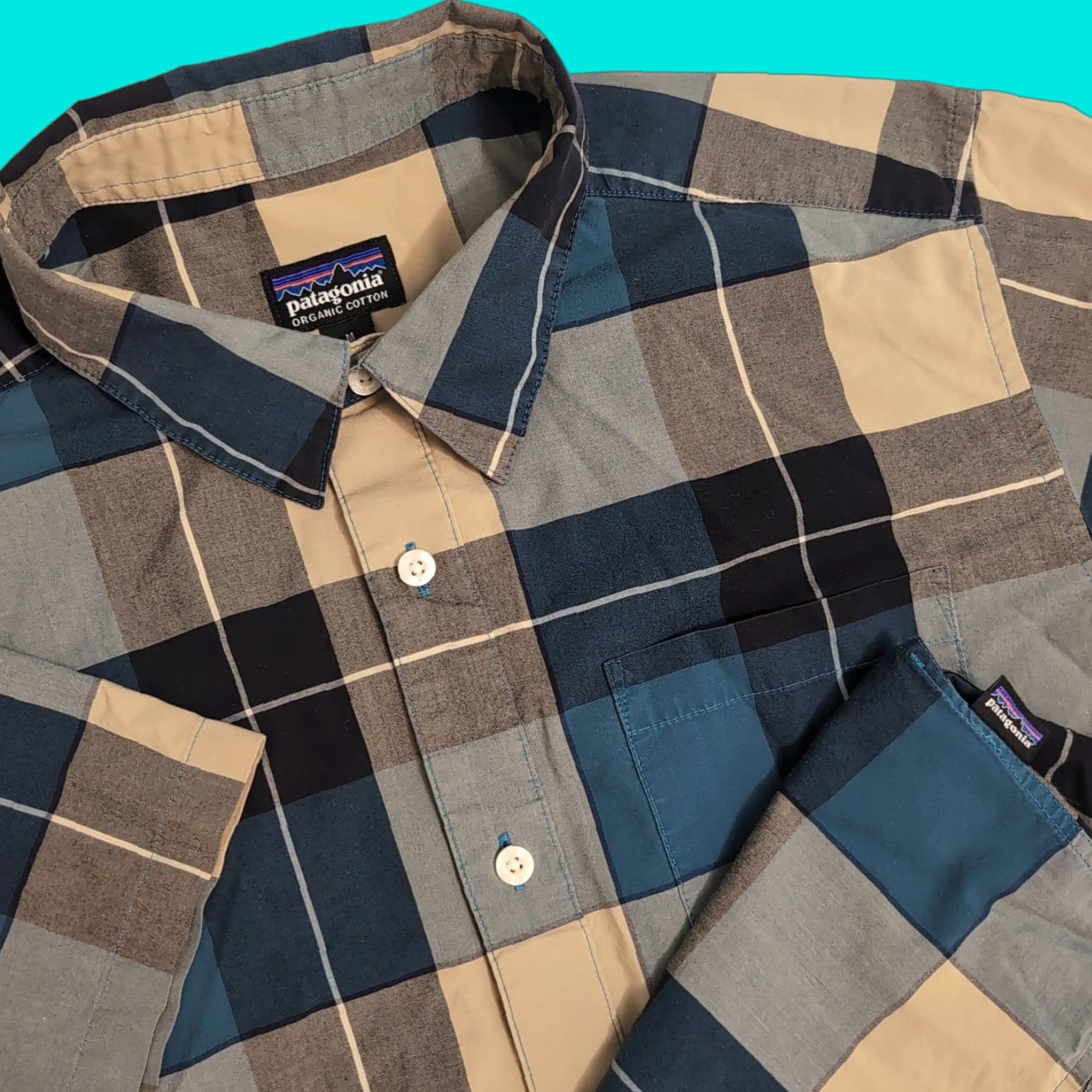 Patagonia Patagonia Shirt Mens Medium Blue Beige Plaid Short Sleeve Button Up Collared Size US M / EU 48-50 / 2 - 1 Thumbnail