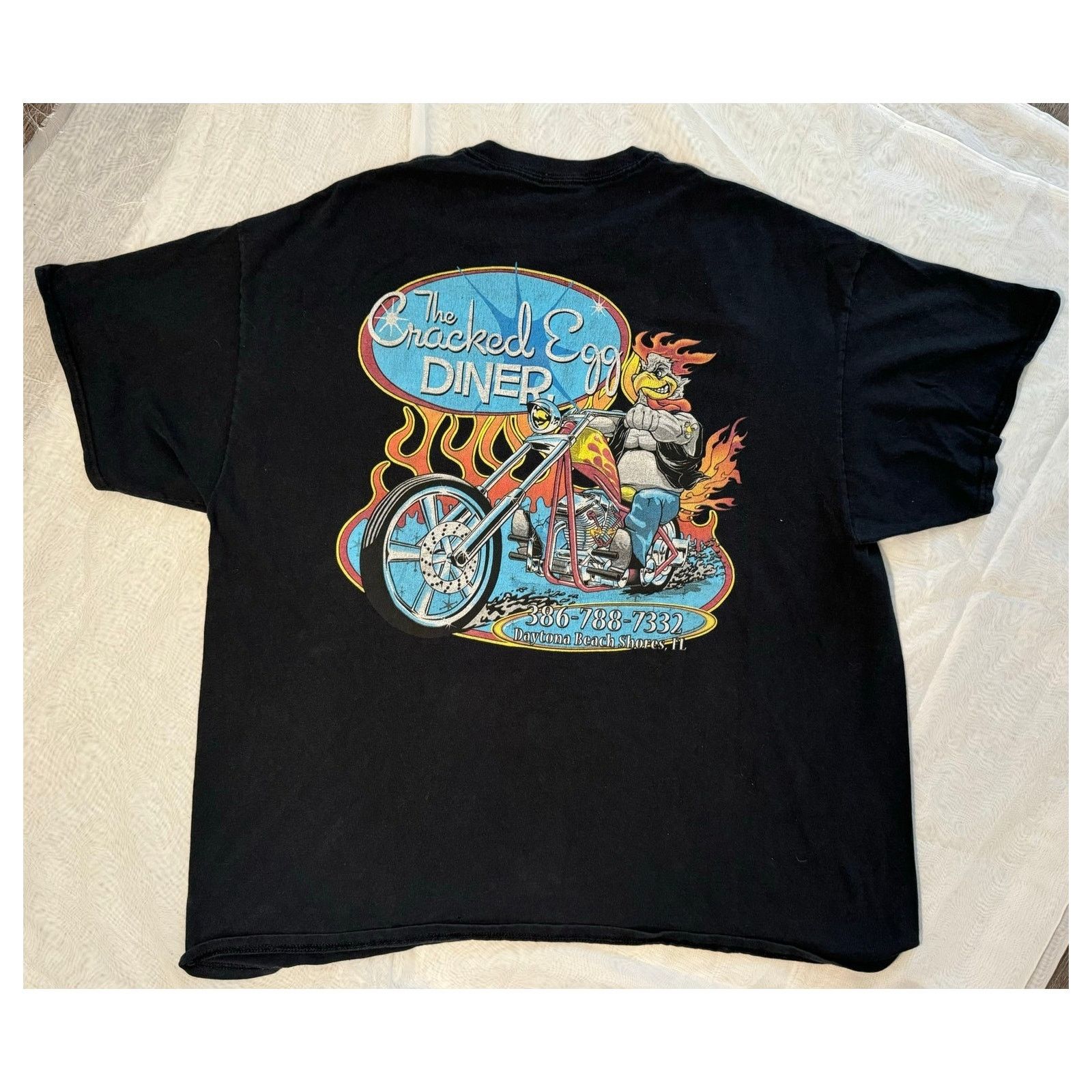 Vintage The Cracked Egg Diner Daytona Beach Motorcycle Graphic Shirt Size US L / EU 52-54 / 3 - 1 Thumbnail