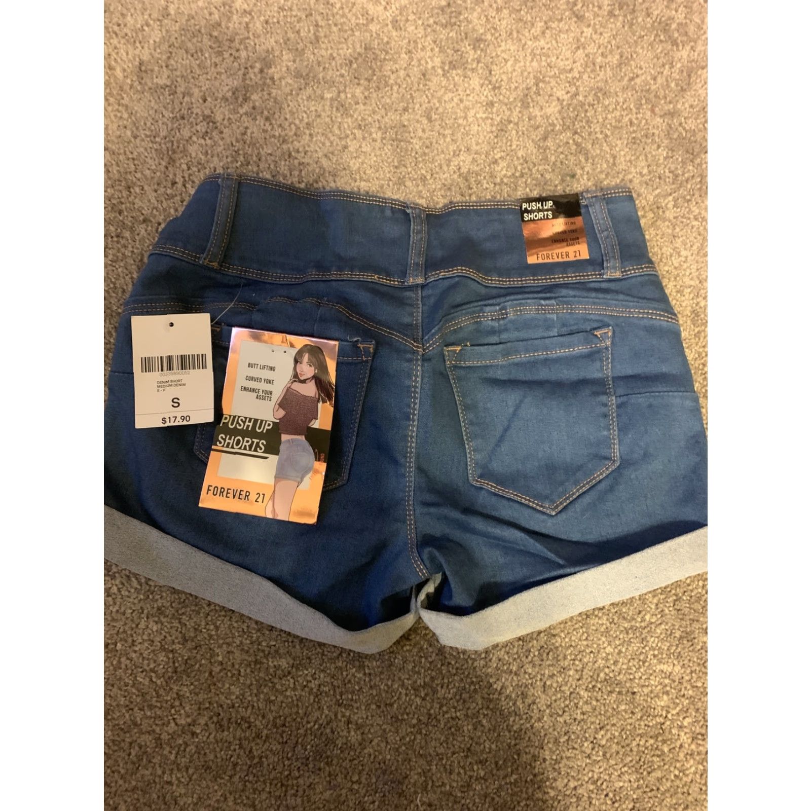 Forever 21 FOREVER 21 Denim Push Up Shorts SMALL Womens Slim Pockets Blue Cotton Blend Denim NWT Size 28" / US 6 / IT 42 - 4 Thumbnail