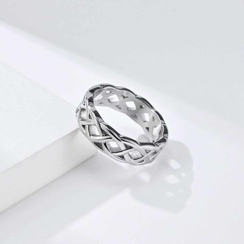 Vintage SIZE 10 Celtic Eternal Weave Steel Twined Hollow Out Ring Size ONE SIZE - 1 Preview