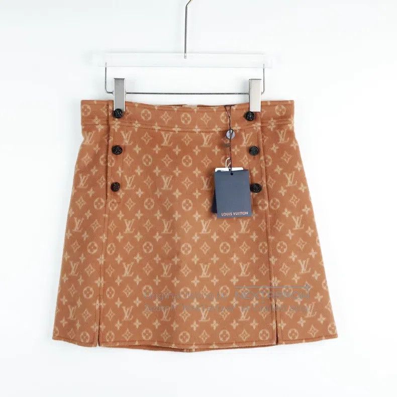 Louis Vuitton Louis Vuitton Brown full logo skirt Size 37" - 1 Thumbnail