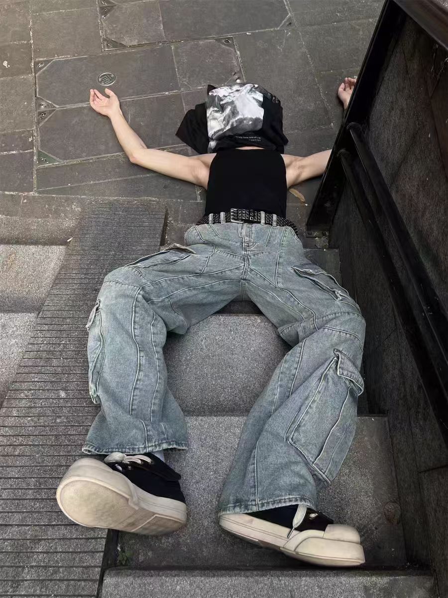 Japanese Brand × Jean Vintage heavyweight big pocket baggy jeans Size US 32 / EU 48 - 5 Thumbnail