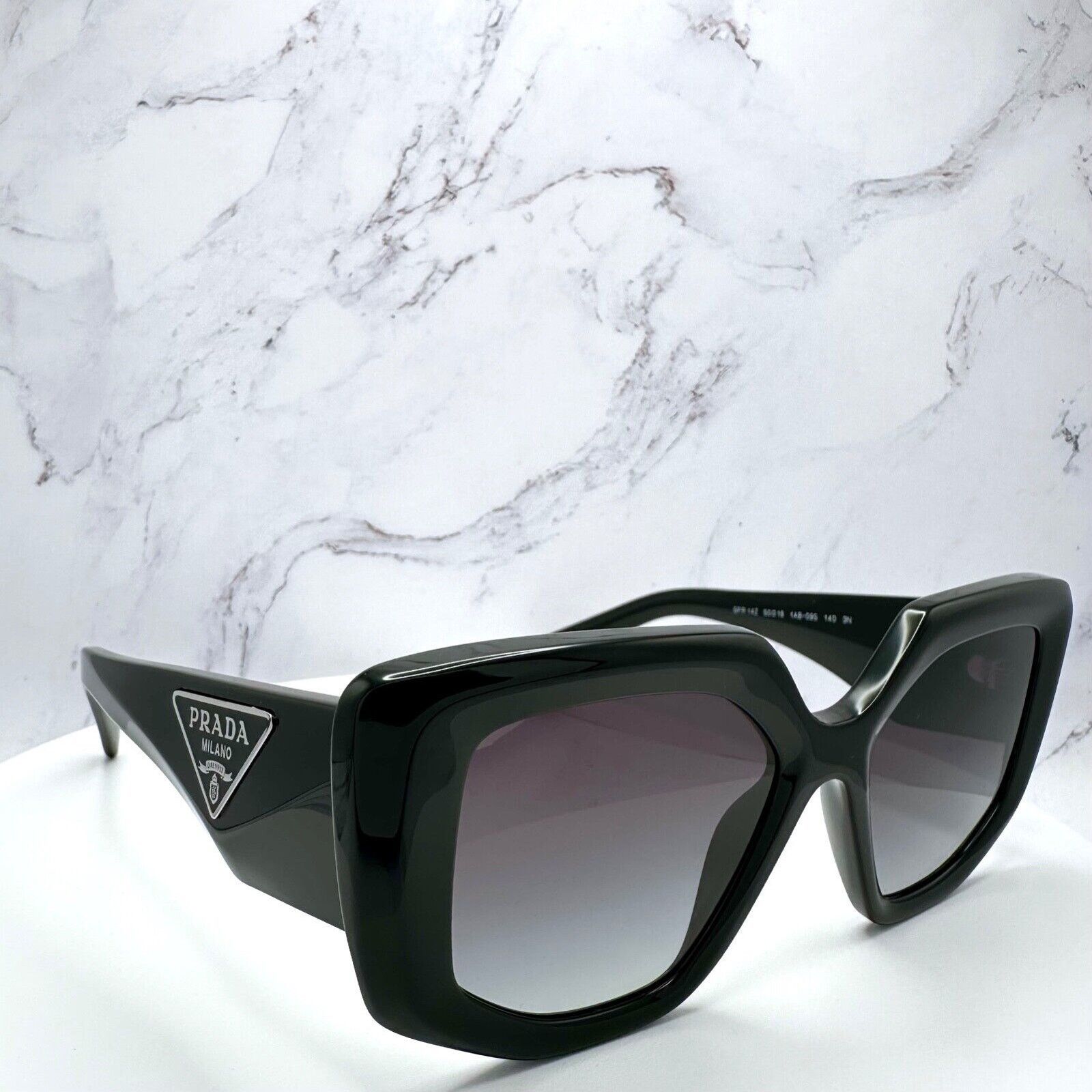 Prada Prada Sunglasses Black Square Oversized Triangle Logo Italy Size ONE SIZE - 10 Thumbnail