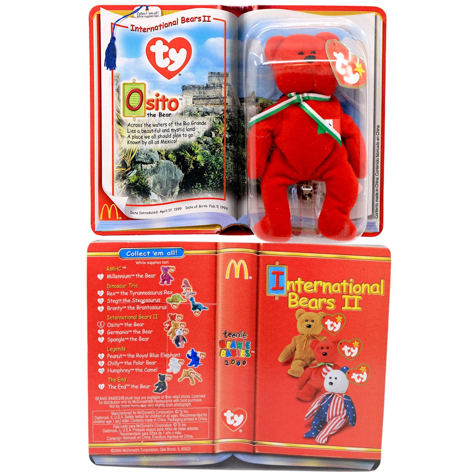 Vintage Teenie Beanie Babies International Bears II Osito Mexico Size ONE SIZE - 3 Thumbnail
