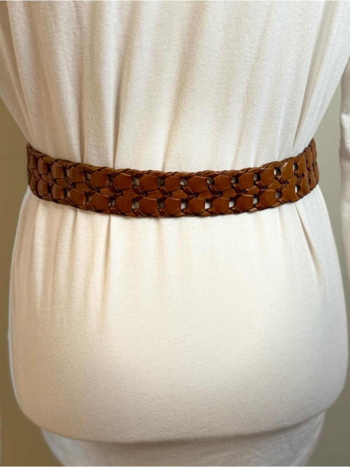 Old Navy Old Navy brown leather braided belt silver buckle L/XL Size ONE SIZE - 4 Thumbnail