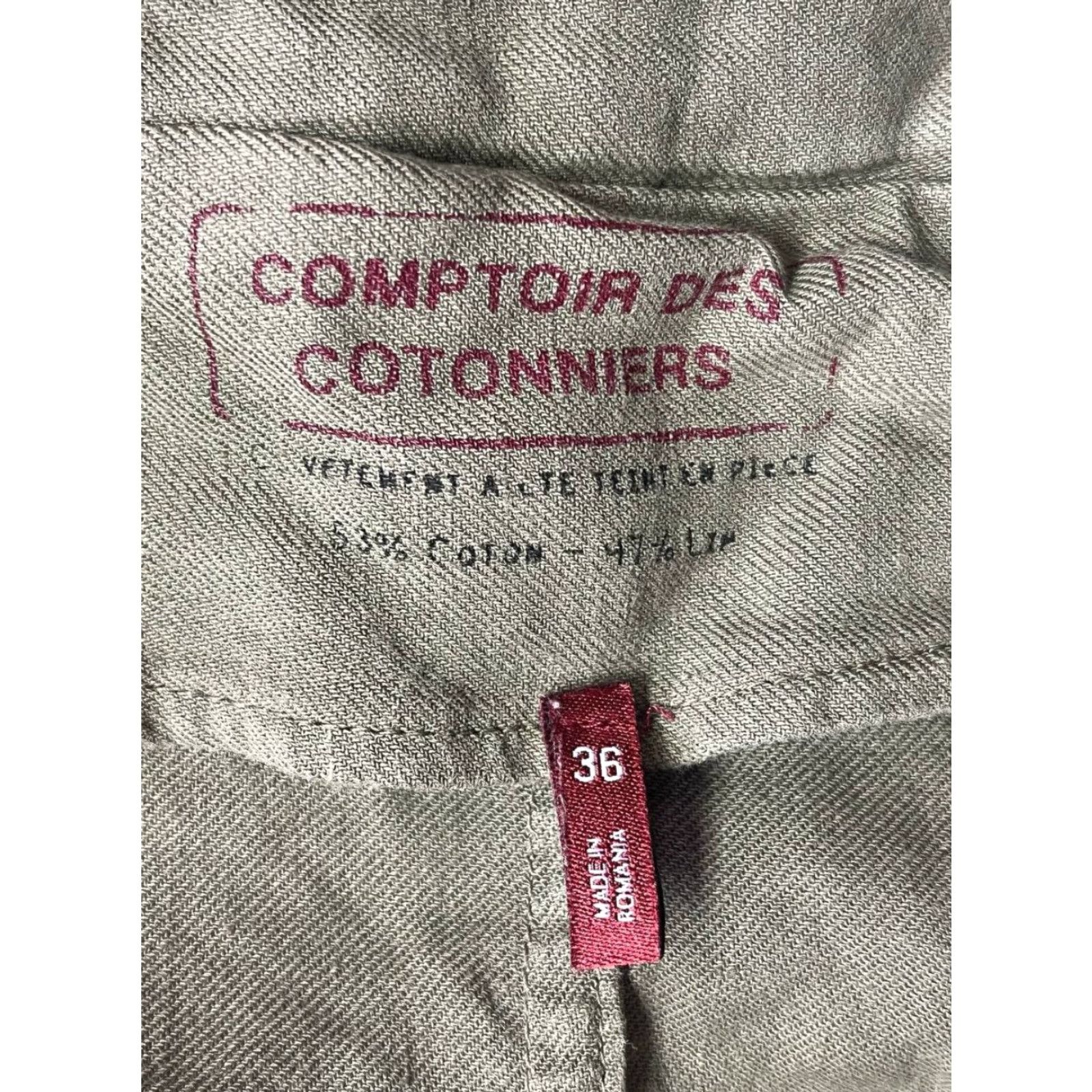 Olive Comptoir des Cotonniers Military Jacket Women's 36 Olive Brown Cotton Button Utility Safari Casual Size XS / US 0-2 / IT 36-38 - 7 Thumbnail