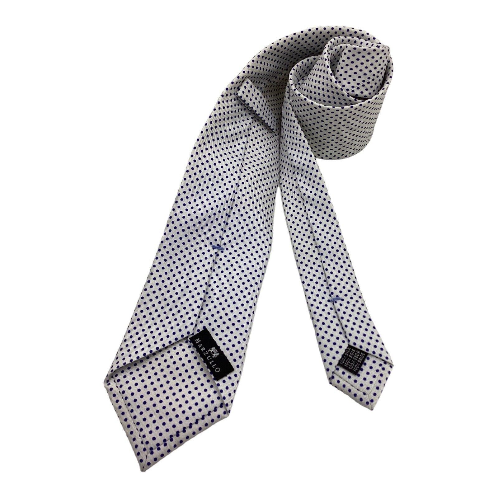 Other MARZULLO White With Blue Pin Dots Luxury Silk Tie Italy W: 3 Size ONE SIZE - 1 Thumbnail