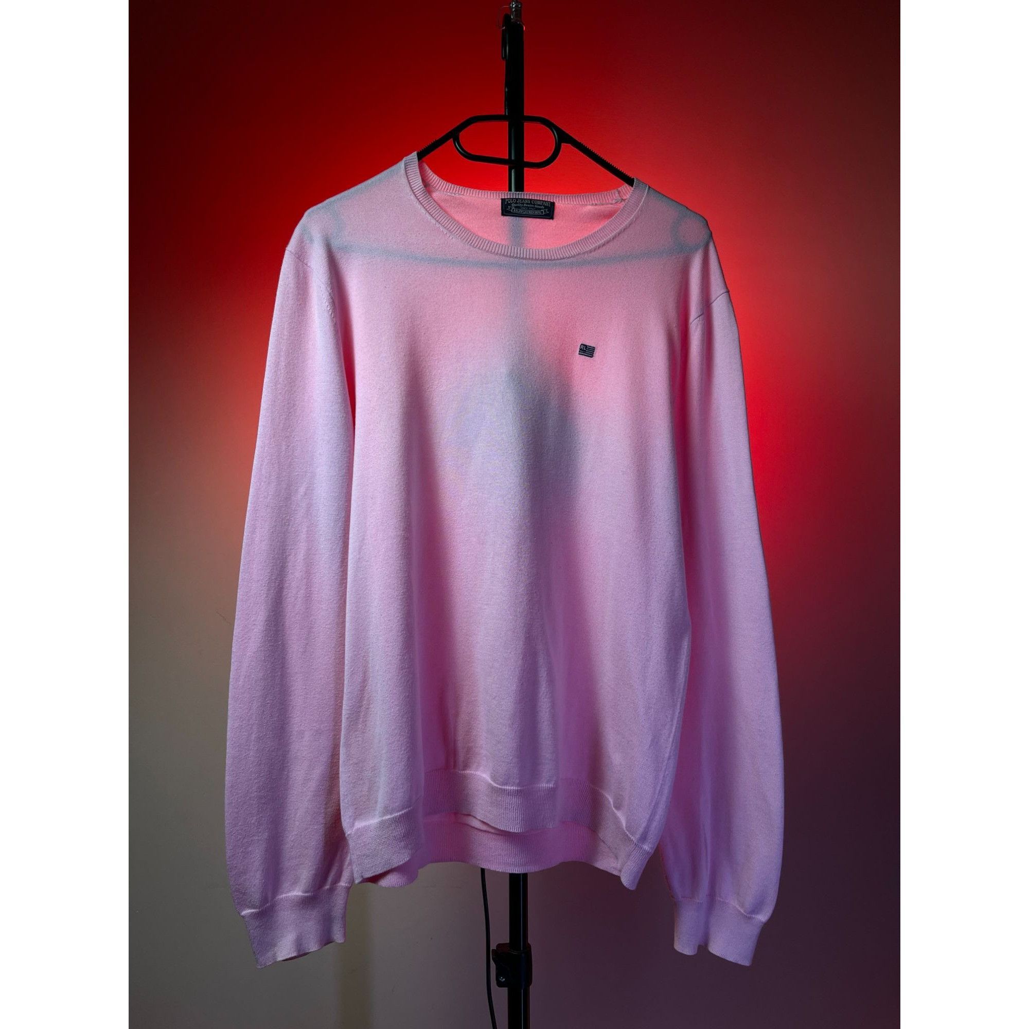 Polo Ralph Lauren × Ralph Lauren × Vintage Vintage Polo Jeans Ralph Lauren Pink Sweatshirt RL Flag Logo Size US L / EU 52-54 / 3 - 1 Thumbnail