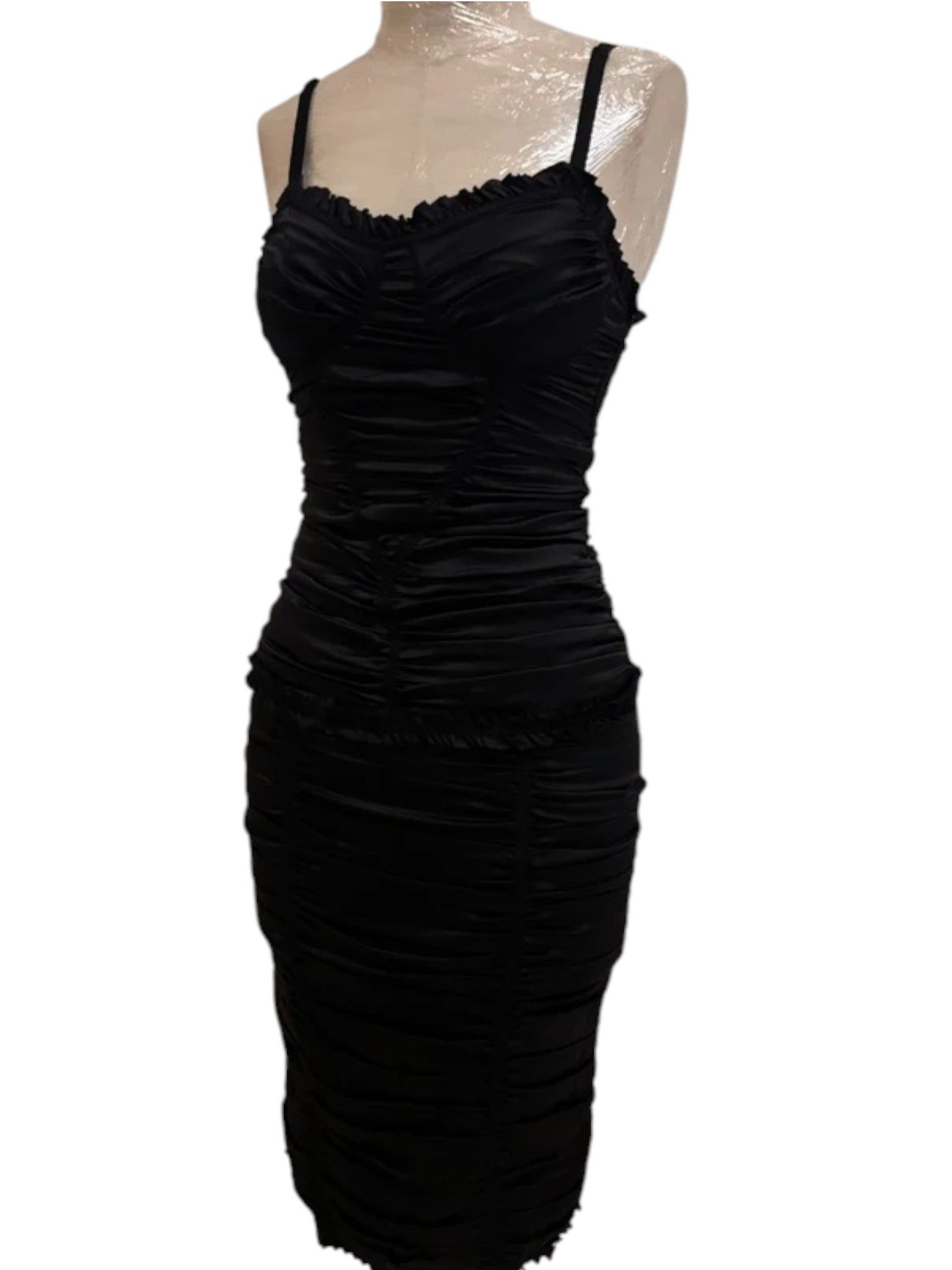 Dolce & Gabbana D&G Black Ruched Silk Bodycon Dress, Early 2000s Size M / US 6-8 / IT 42-44 - 1 Thumbnail