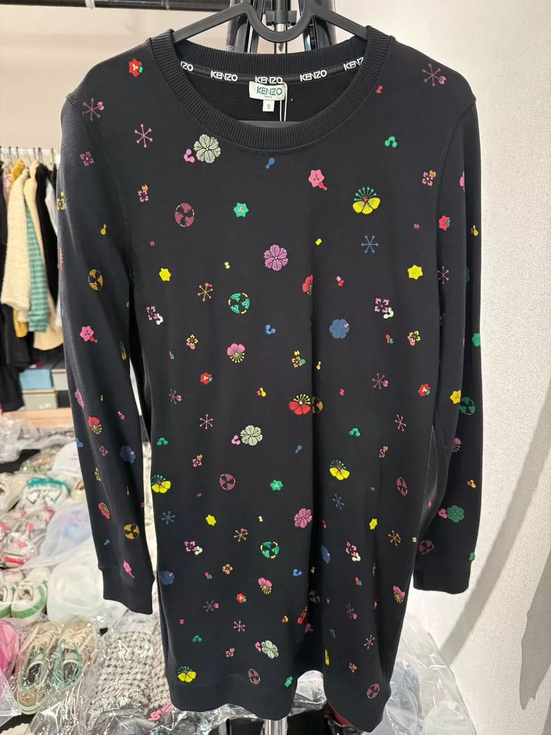 Kenzo Kenzo Black Long Crewneck Sweater Size S / US 4 / IT 40 - 1 Thumbnail