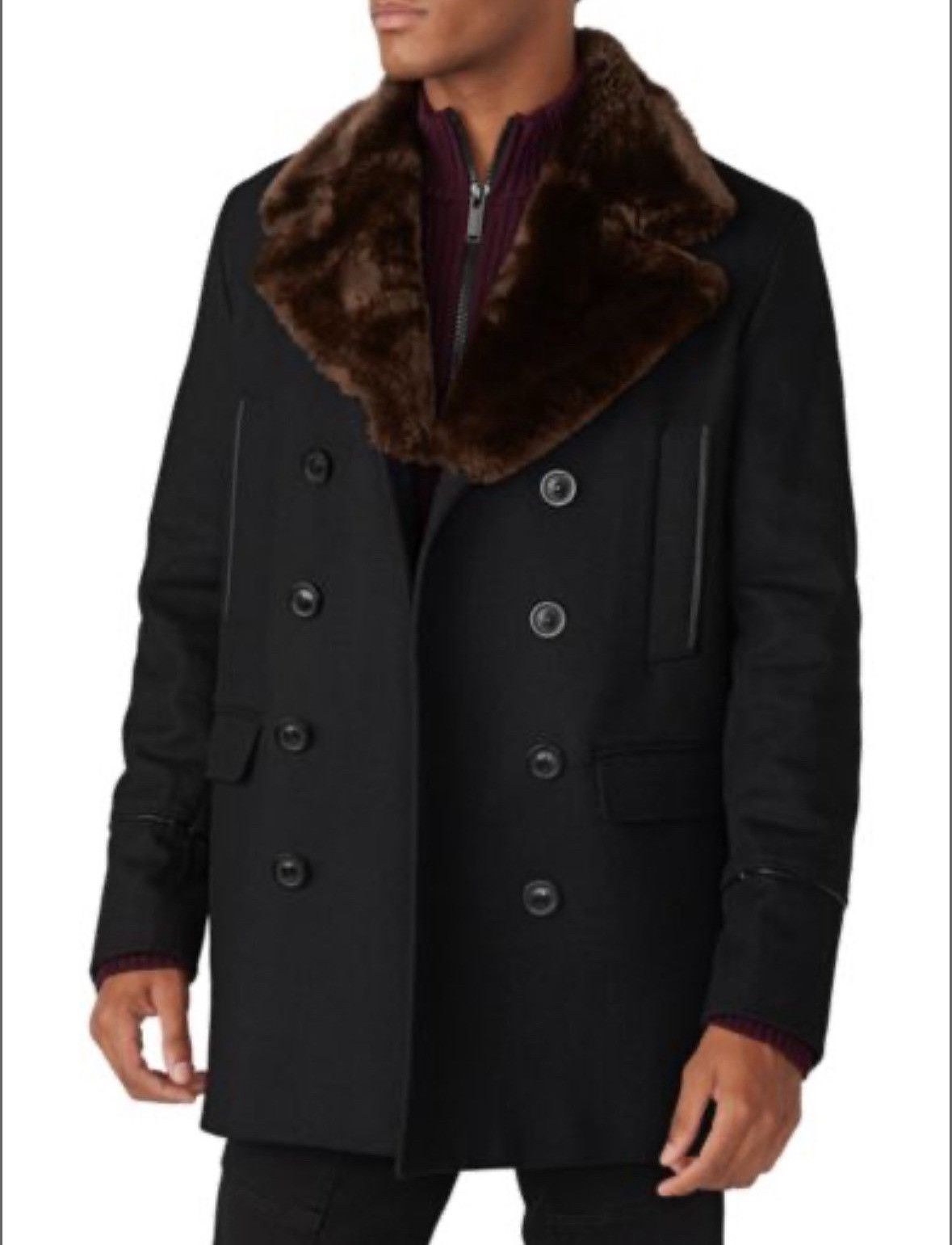 Karl Lagerfeld Karl Lagerfeld Faux Fur-Collar & Wool Peacoat, Men’s M Size US M / EU 48-50 / 2 - 1 Thumbnail