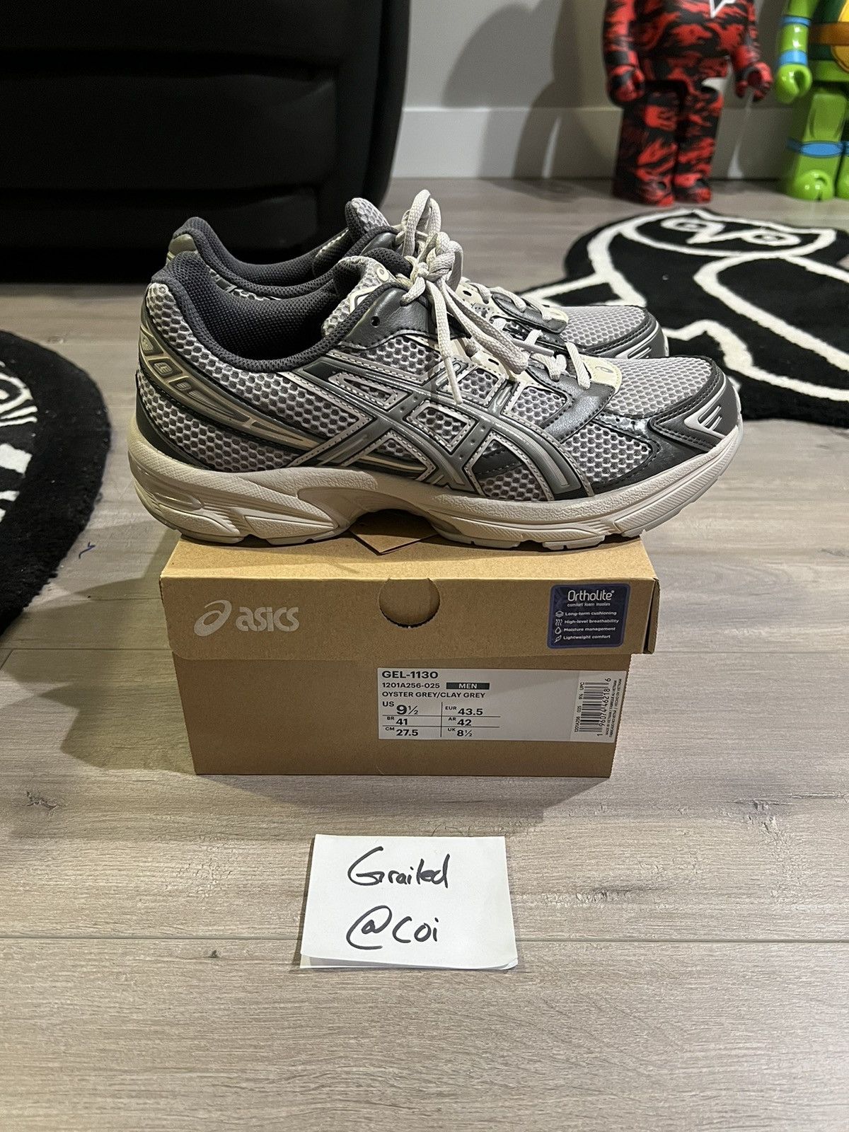 image of Asics Gel 1130 Oyster Clay Grey Shoes, Men's (Size 9.5)